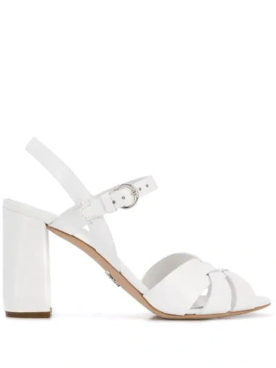 Shop Prada Cross-over Strap Sandals In White