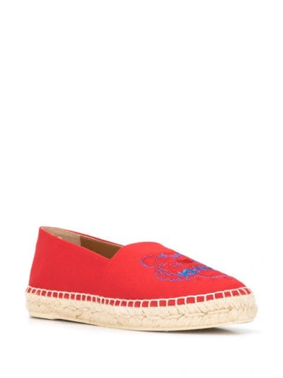 Shop Kenzo Embroidered Tiger Espadrilles In Red