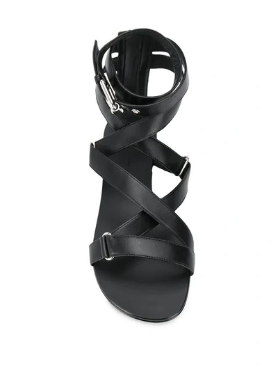 Shop Giuseppe Zanotti Flat Strappy Sandals In Black