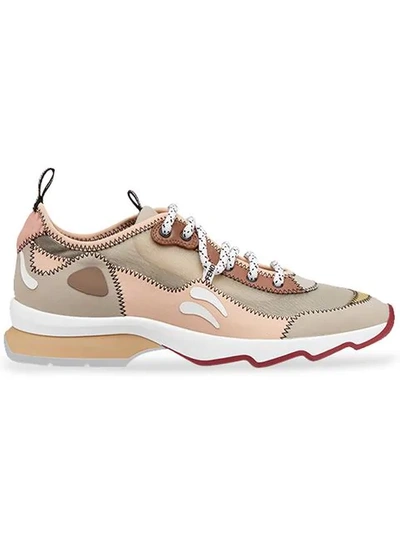 Shop Fendi Multicolour Technical Mesh Sneakers In Brown