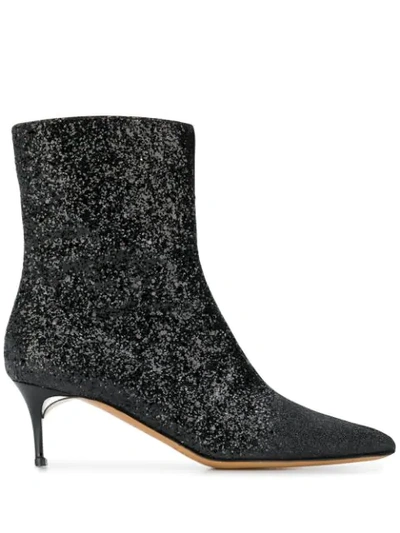 Shop Maison Margiela Glitter-embellished Ankle Boots In Black