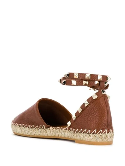 Shop Valentino Rockstud Espadrille Sandals In Brown