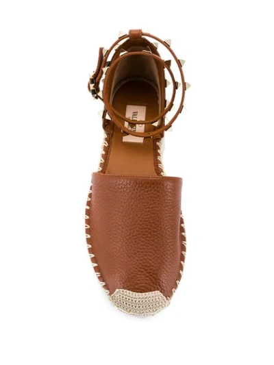 Shop Valentino Rockstud Espadrille Sandals In Brown