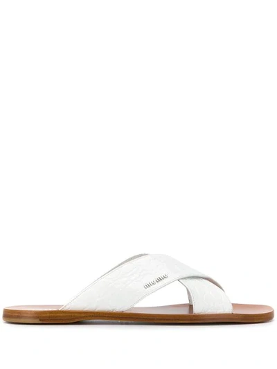 Shop Miu Miu Crisscross Sandals In White