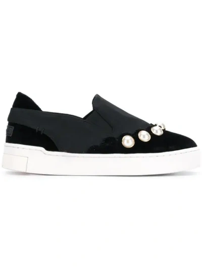 Shop Suecomma Bonnie Embellished Slip-on Sneakers - Black