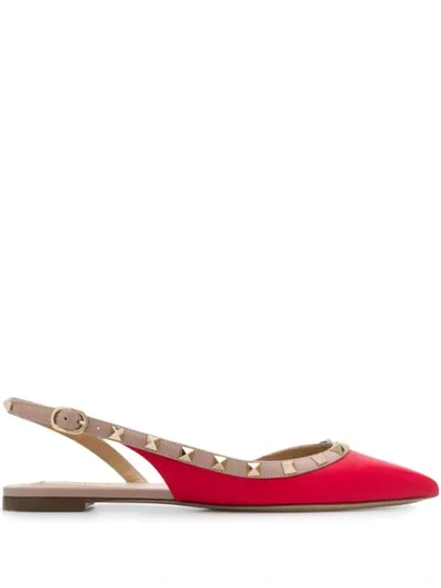 VALENTINO VALENTINO GARAVANI ROCKSTUD SLINGBACK BALLET FLATS - 红色