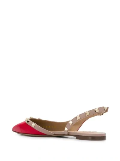 Shop Valentino Garavani Rockstud Slingback Ballet Flats In Red