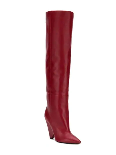 Shop Saint Laurent Niki Knee-high Boots In Red