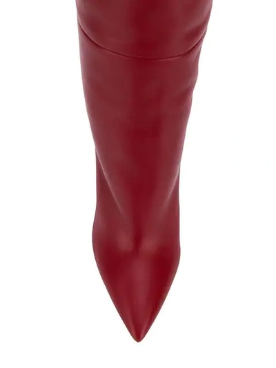 Shop Saint Laurent Niki Knee-high Boots In Red