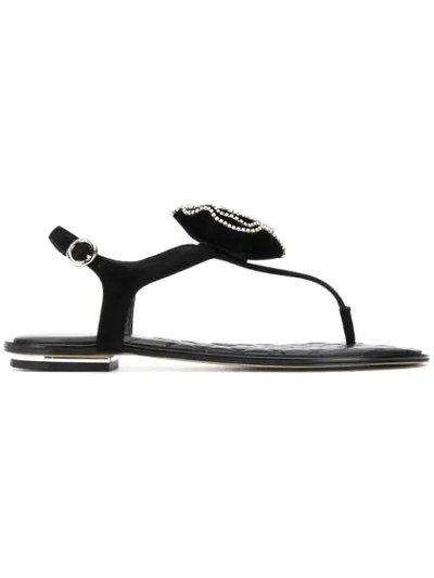 Shop Michael Michael Kors Lucia Thong Sandals In Black