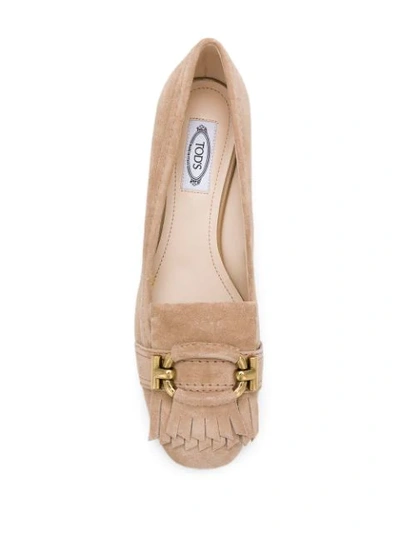 Shop Tod's Fringed Logo Pumps In Neutrals