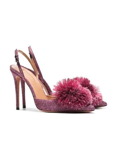 Shop Aquazzura Pink Powder Puff 105 Slingback Pumps