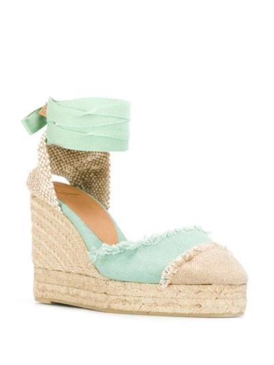 Shop Castaã±er Wedge Espadrilles In Green