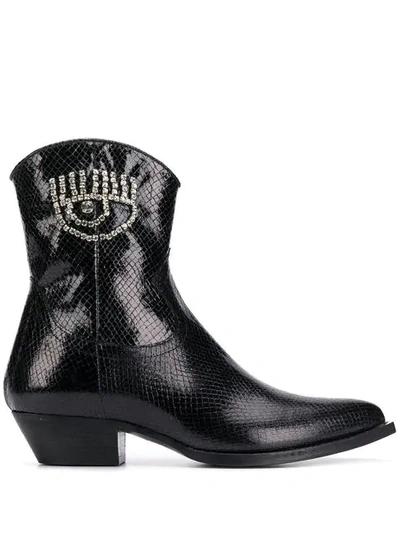 Shop Chiara Ferragni Cowgirl Boots In Black