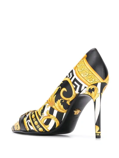 Shop Versace Barocco Print Pumps In Black