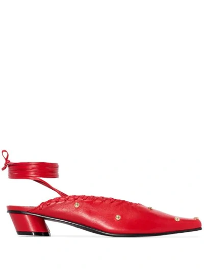 Shop Reike Nen Sue 30mm Ankle-tie Mules In Red