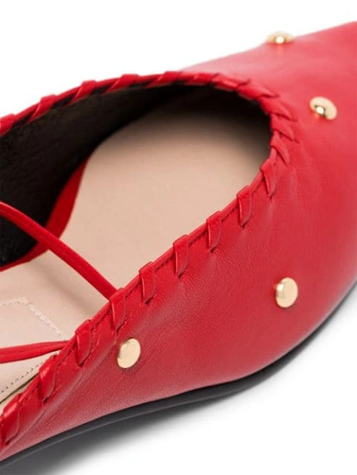 Shop Reike Nen Sue 30mm Ankle-tie Mules In Red