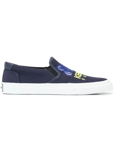 Shop Kenzo Tiger Slip-on Sneakers In Blue