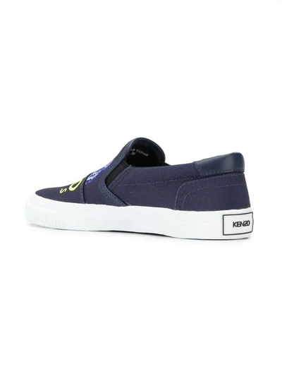 Shop Kenzo Tiger Slip-on Sneakers In Blue