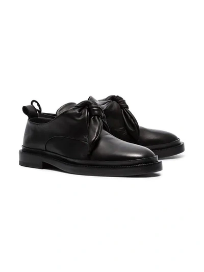 Shop Jil Sander Black Bow Toe Leather Oxfords