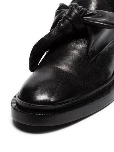 JIL SANDER BLACK BOW TOE LEATHER OXFORDS - 黑色