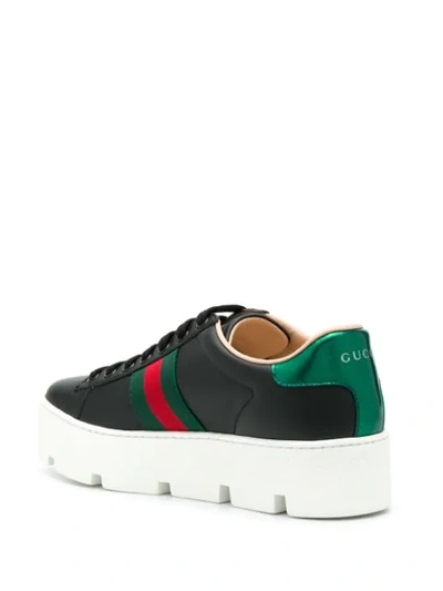 Shop Gucci Ace Embroidered Platform Sneakers In Black