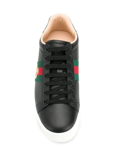 GUCCI ACE EMBROIDERED PLATFORM SNEAKERS - 黑色