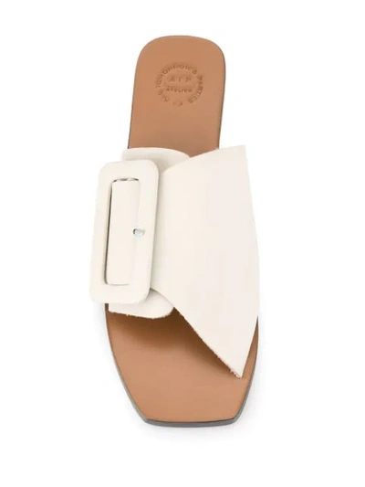 Shop Atp Atelier Flat Buckled Sandals In White