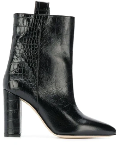 Shop Paris Texas Crocodile Effect Ankle Boots In Black