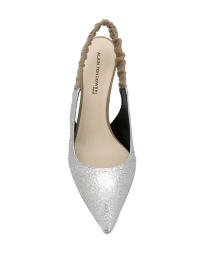 Shop Alain Tondowski Ruched Slingback Pumps In Silver