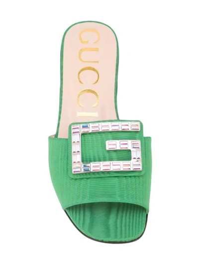 GUCCI 水晶镶嵌穆勒鞋 - 绿色