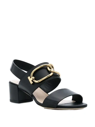 TOD'S T-RING SLINGBACK SANDALS - 黑色