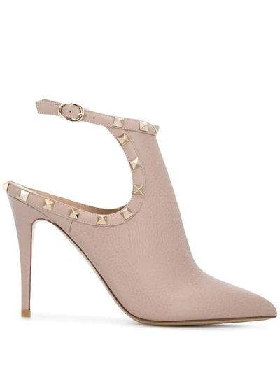 Shop Valentino Garavani Rockstud Ankle Boots In Neutrals