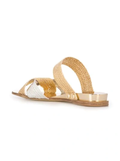 Shop Casadei Braided Strap Flat Sandals In Gold