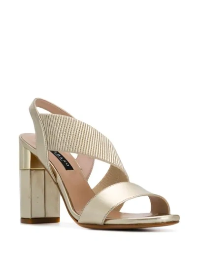 Shop Albano Metallic Strap Sandas In Gold