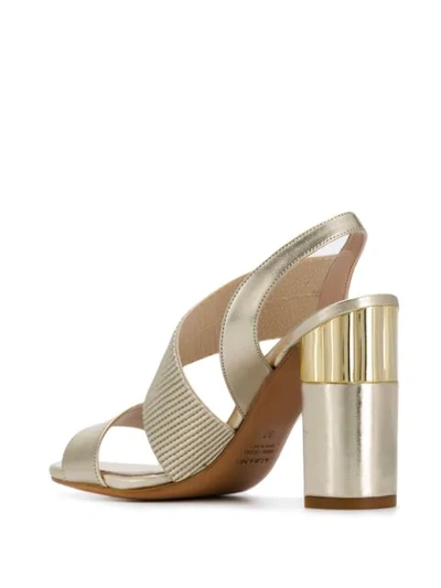 Shop Albano Metallic Strap Sandas In Gold