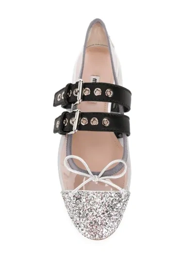 Shop Miu Miu Buckled Ballerinas In Silver