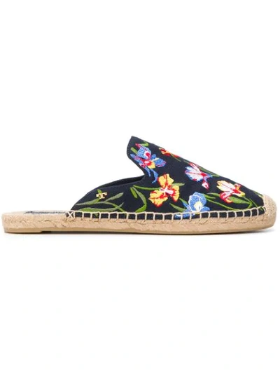 Shop Tory Burch Max Embroidered Espadrille Sandals In Black