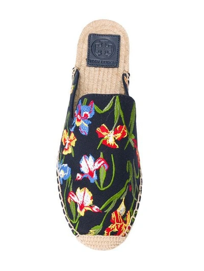 Shop Tory Burch Max Embroidered Espadrille Sandals In Black