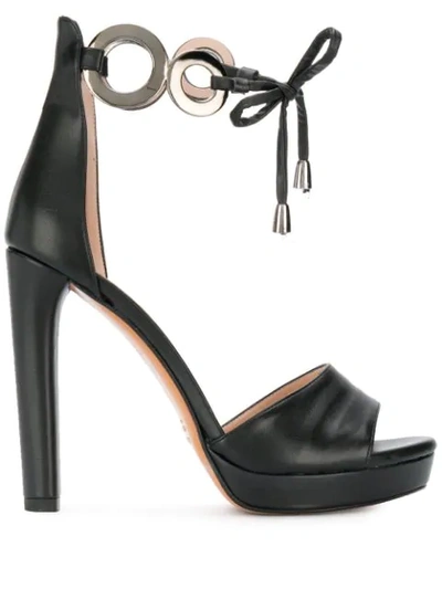 Shop Albano Tie Ankle Sandals In Black