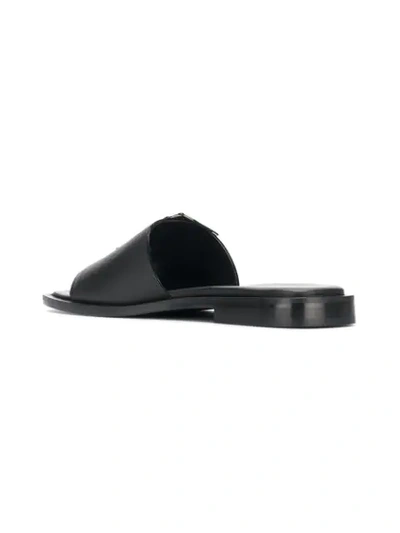 Shop Dondup Logo Plaque Sandals In Black