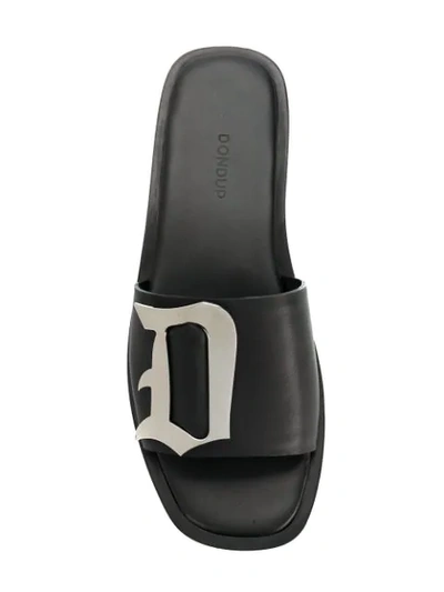 Shop Dondup Logo Plaque Sandals In Black