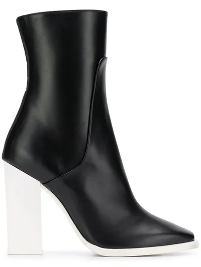 Shop Lanvin Contrast Heel Ankle Boots In Black