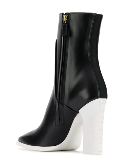 Shop Lanvin Contrast Heel Ankle Boots In Black