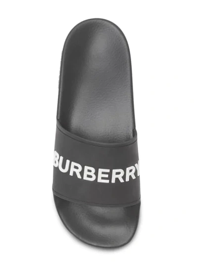 Shop Burberry Kingdom Print Slides In Black