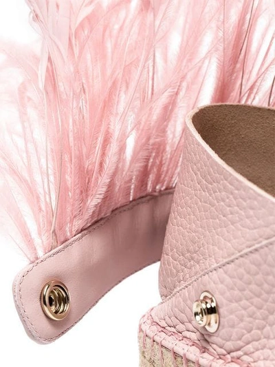 Shop Valentino Garavani Espadrilles Mit Federn In Pink