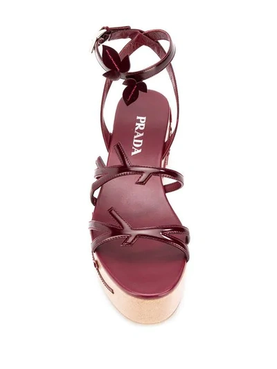 Shop Prada Appliqué Platform Sandals In F0d27 Crimson