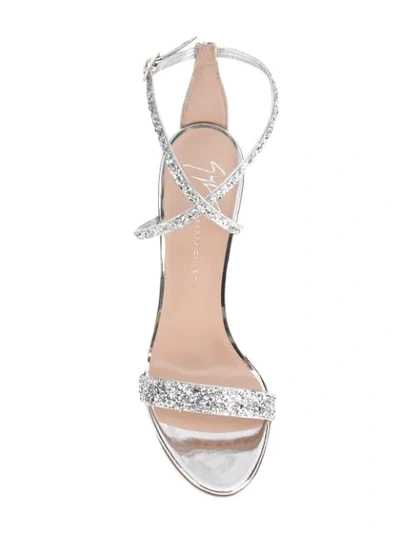 Shop Giuseppe Zanotti Glitter Detail Sandals In Grey