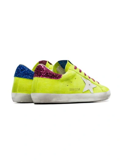 Shop Golden Goose Fluorescent Yellow Superstar Contrast Lace Sneakers