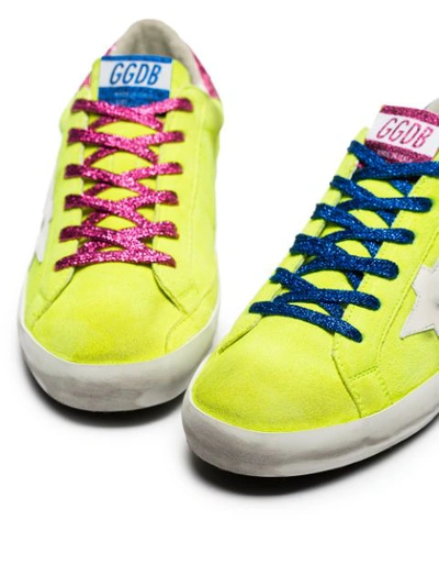 Shop Golden Goose Fluorescent Yellow Superstar Contrast Lace Sneakers